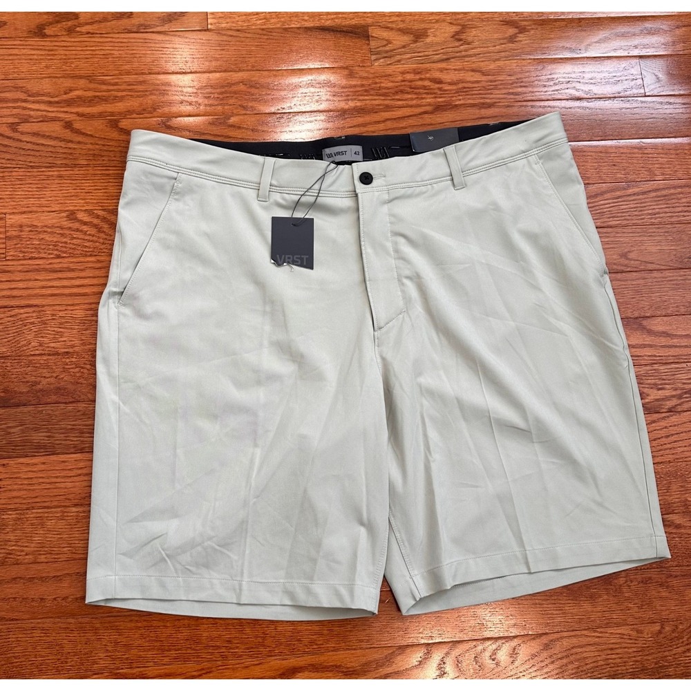 New VRST Golf Shorts Chino Mens 42 Stretch 9" Khaki‎ Performance Flat Front